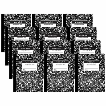 C-LINE PRODUCTS Composition Notebook, 100 Page, Wide Ruled, Black Marble, 12PK 22024